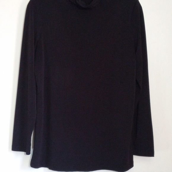 Susan Graver black mock neck long sleeve top - Picture 2 of 8